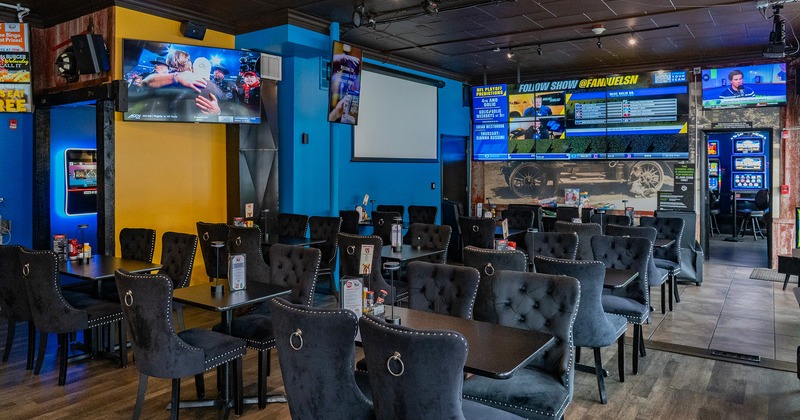 Sports bar interior dining area