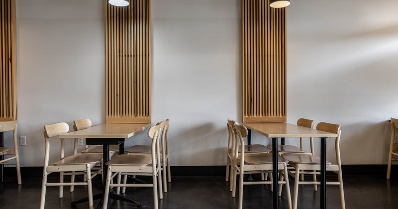 Dining tables ready for people