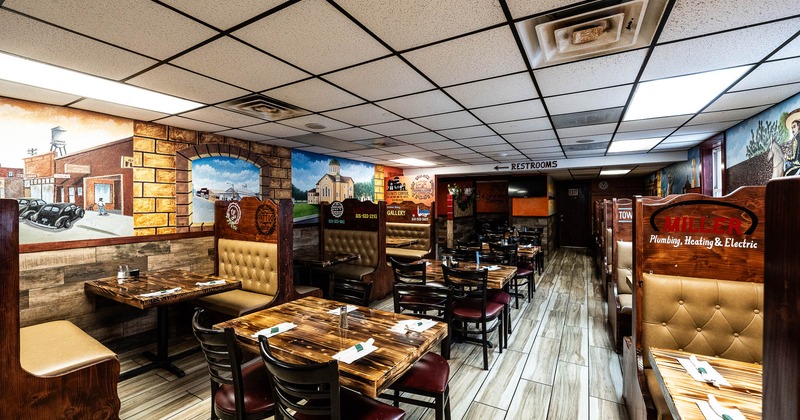 Interior, seating space, booths