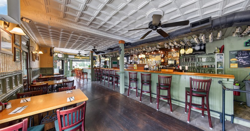 Interior,  bar and seating area