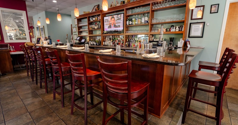 Interior, bar and bar stools