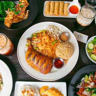 Various food on the table.