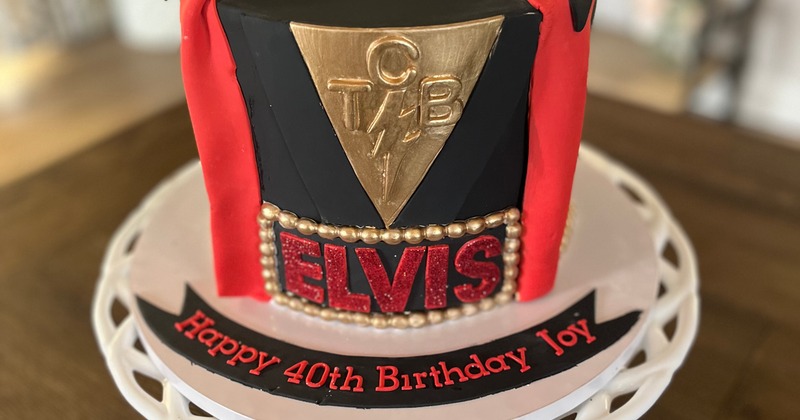 Elvis-themed birthday cake
