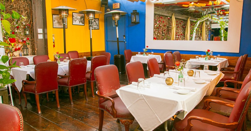 Interior dining area, tables for multiple people