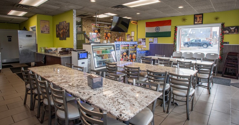 Dining area with tables and chairs