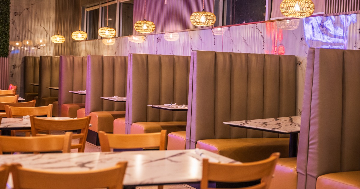 Diner area, tables, chairs, booths