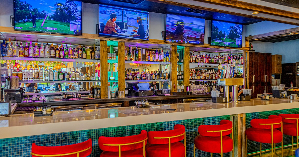 Interior, a bar with bar stools
