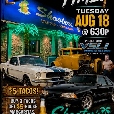 Promotional Flyer for Mustang Car Show and Taco night in Wantagh NY.