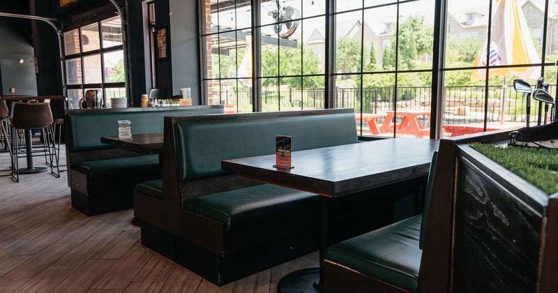 Interior, restaurant booth near window