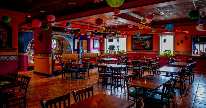 Interior, tables and chairs ready for guests