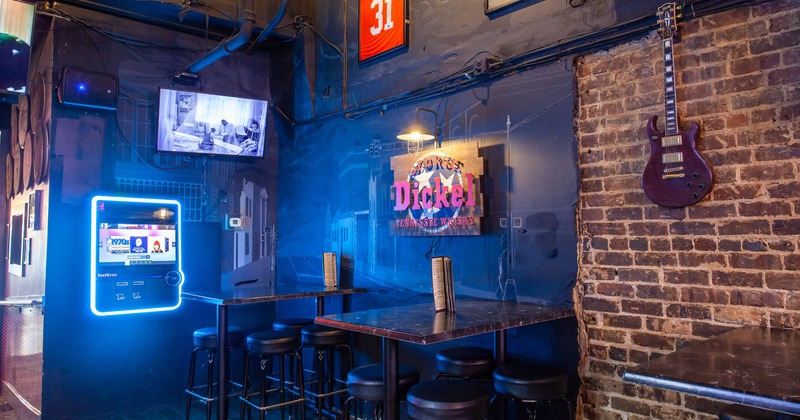 Interior, bar tables and stools