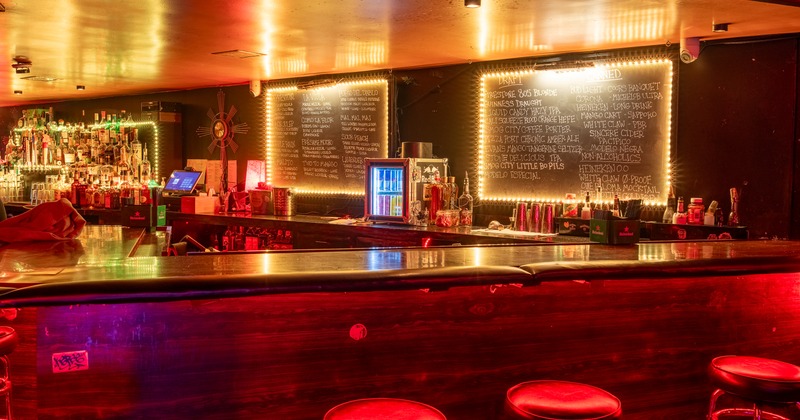 Bar, stools.