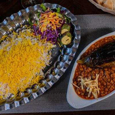 Gheymeh Bademjan (Vegetarian).