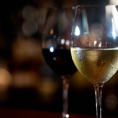 Red and white wine glasses.