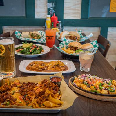 Assorted dishes and drinks served on the table