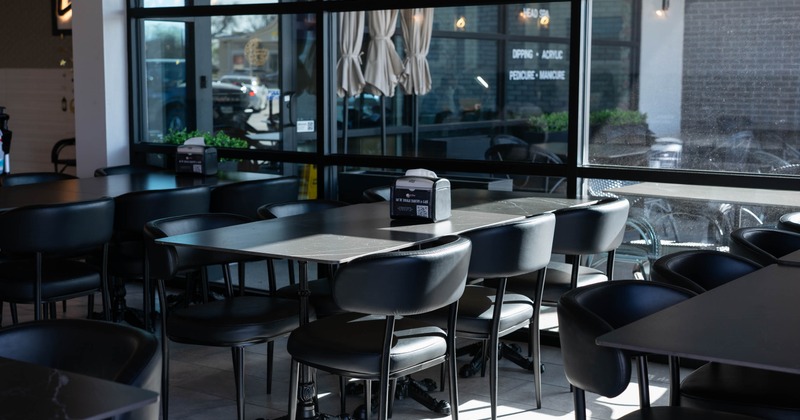 Inside, table ready for guests