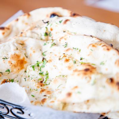 Garlic Naan bread, close up.