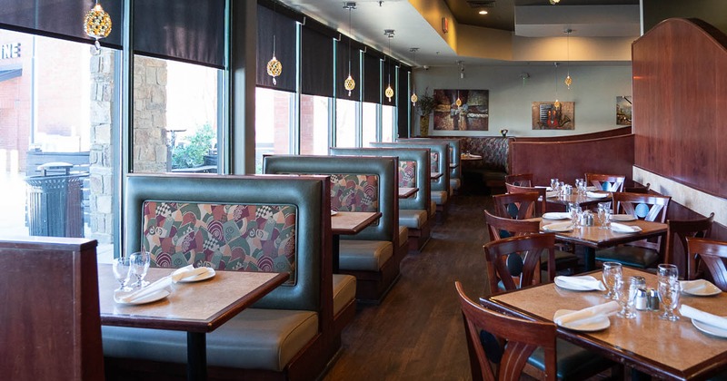 Dining area, tables ready for guests
