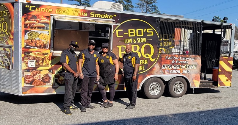 The food truck in the parking lot