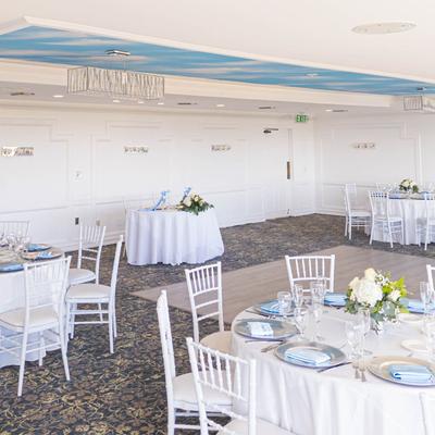 Dining tables, fully set.