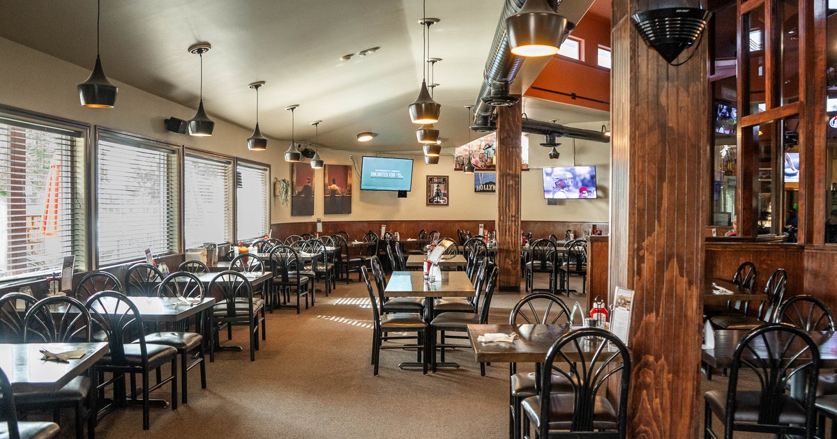 Interior, tables and chairs in dining area