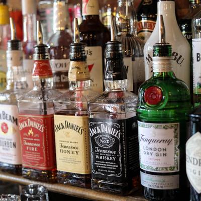 Various liquor bottles.