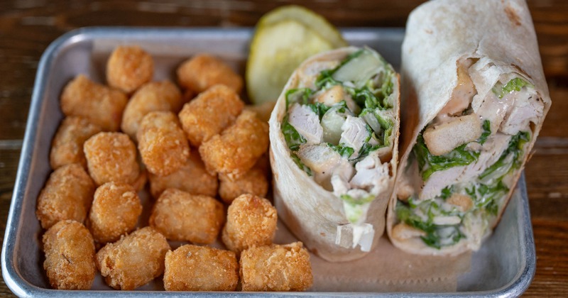 Chicken Caesar wraps and cheese curds