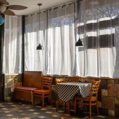 Dining table by the window.