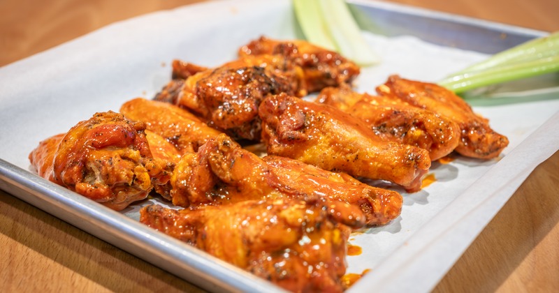 Served buffalo wings