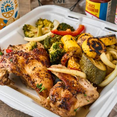 The crafted salmon meal.