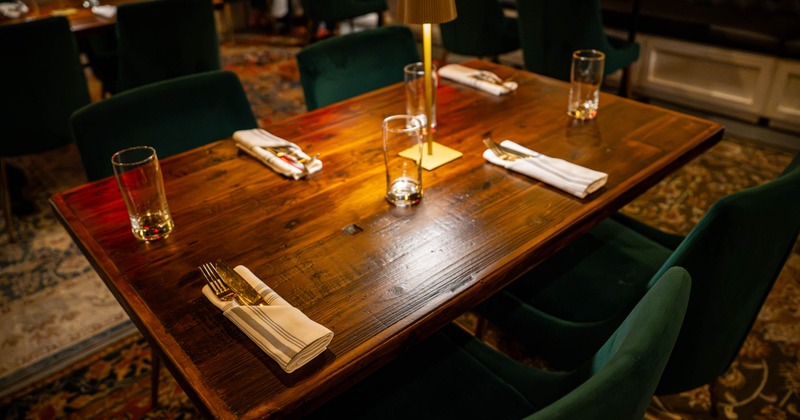 Interior, table ready for guests