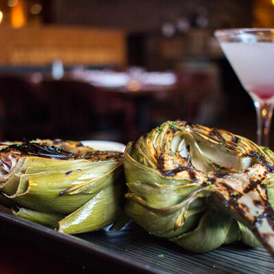 Grilled artichoke closeup