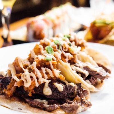 kalbi tacos with kimchi slaw.