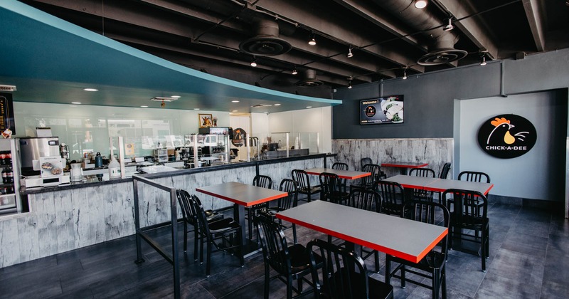 Interior, wide view of seating area