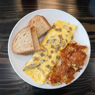 Served omelet in the plate