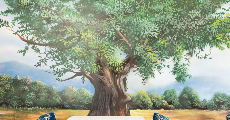 Interior, tree mural