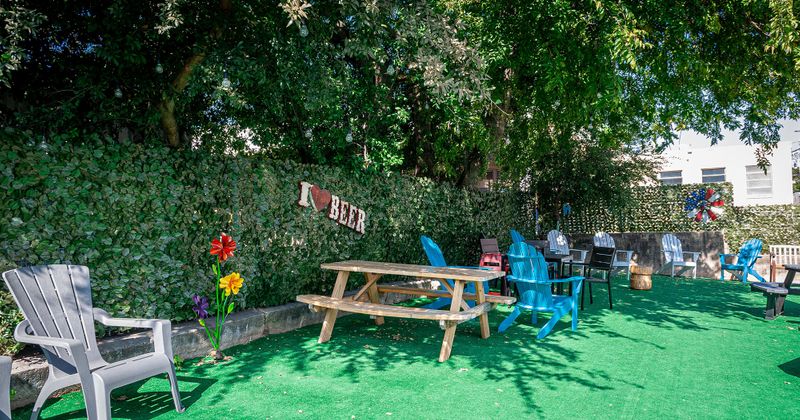 Tables in exterior dining area