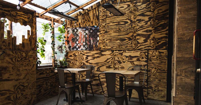 Interior, tables and chairs, wall decoration