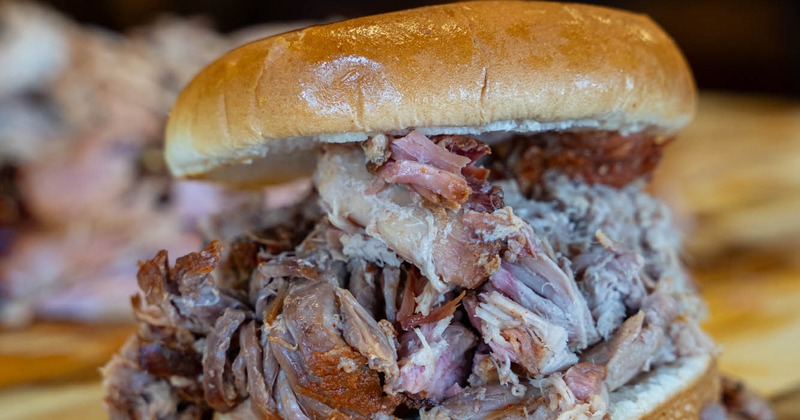 Pulled pork sandwich, closeup