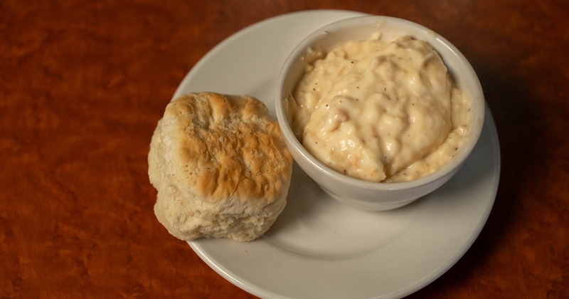 Sausage gravy and a biscuit