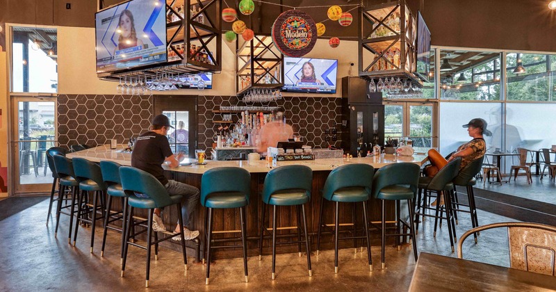 Interior, bar and bar stools