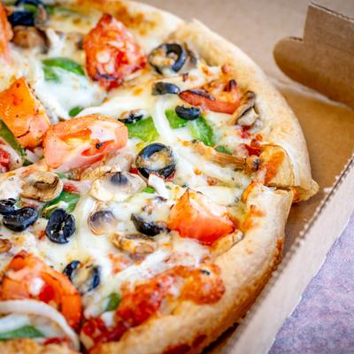 Vegetarian pizza, close up.