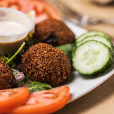 Falafel, with salad.