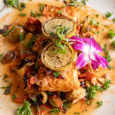 The mediterranean salmon, closeup.