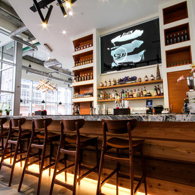 Interior, bar area with barstools