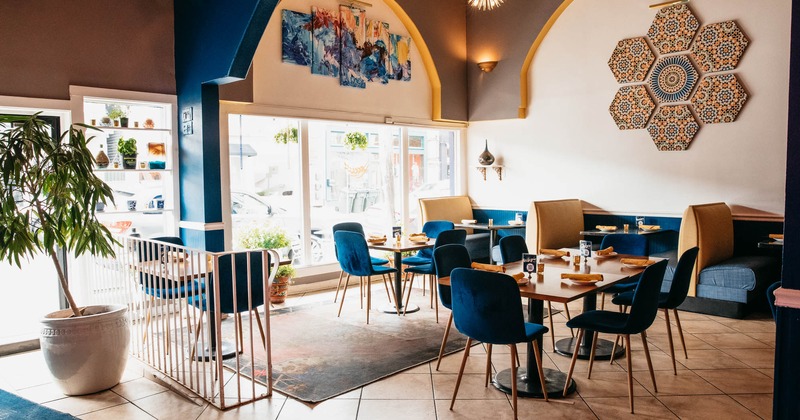 Interior, tables ready for customers