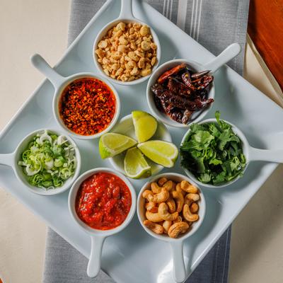 Colorful spices, top view