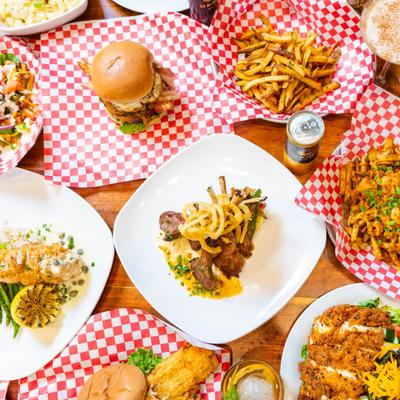 Assortment of dishes, flat lay