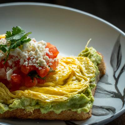 Cali avocado toast meal.