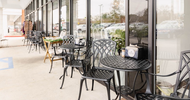 Exterior, patio, tables and chairs